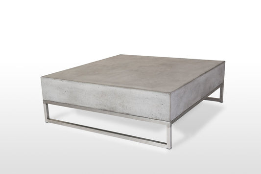 Modern Square Dark Gray Concrete & Steel Coffee Table