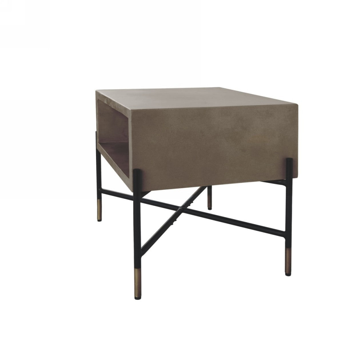 Modern Gray Concrete & Black Metal Coffee Table