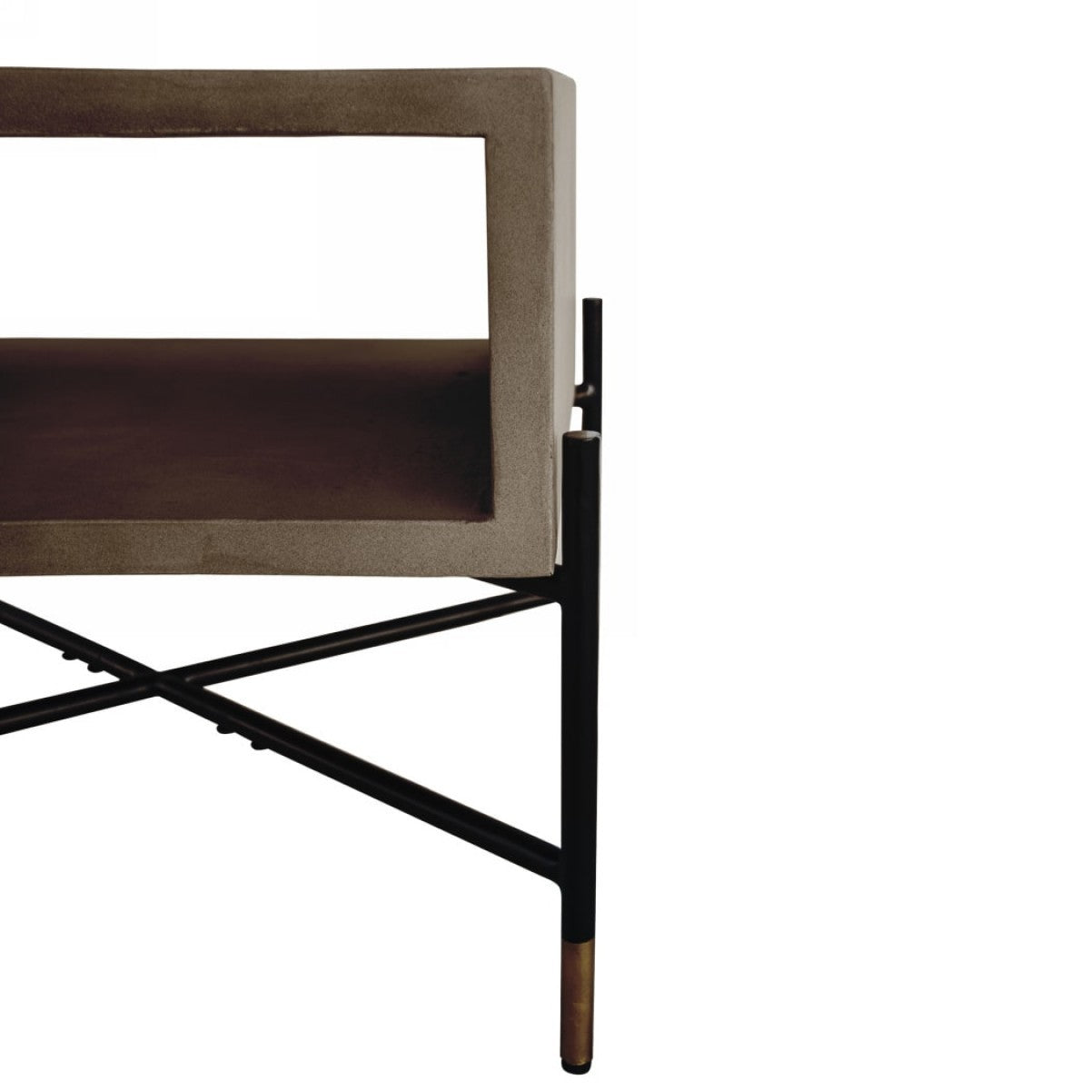 Modern Gray Concrete & Black Metal Coffee Table