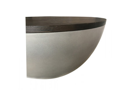 Modern Grey Concrete & Brown Oak Round Coffee Table