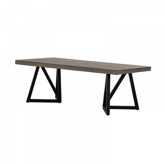 Modern Dark Gray Concrete & Black Metal Coffee Table