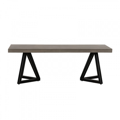 Modern Dark Gray Concrete & Black Metal Coffee Table