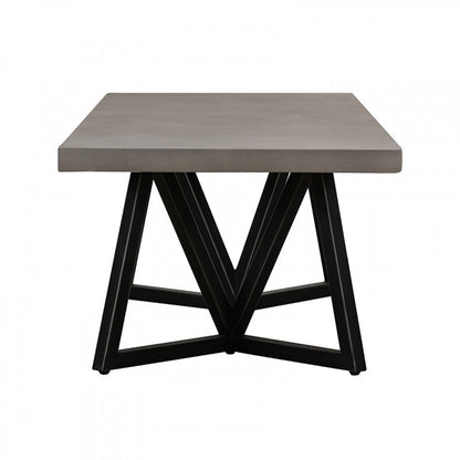 Modern Dark Gray Concrete & Black Metal Coffee Table