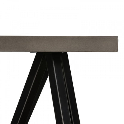 Modern Dark Gray Concrete & Black Metal Coffee Table