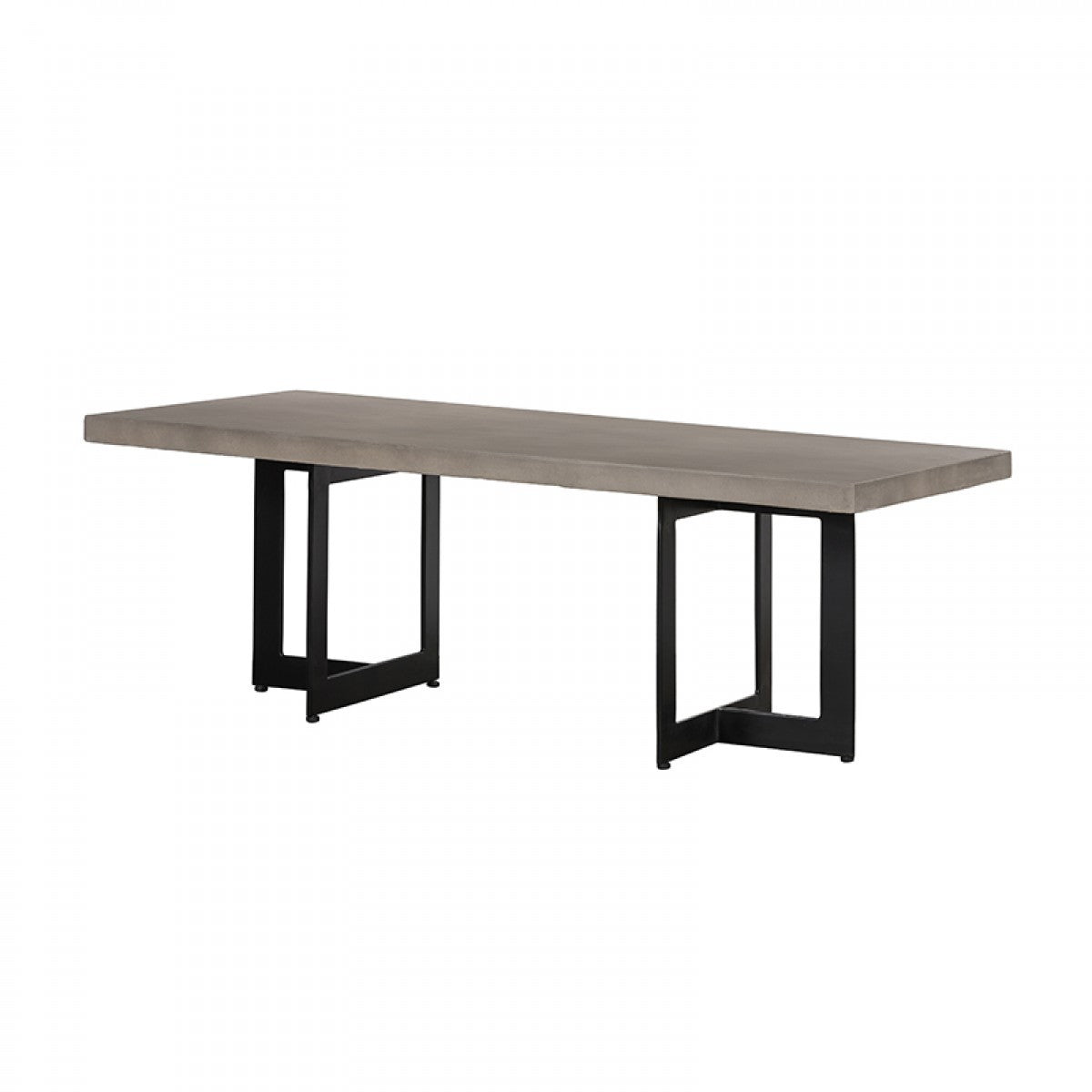Modern Dark Gray Concrete & Black Steel Coffee Table