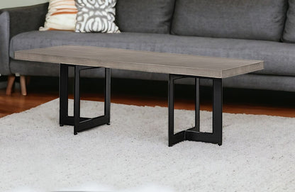 Modern Dark Gray Concrete & Black Steel Coffee Table