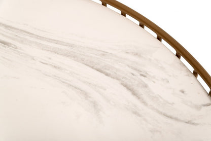 Modern Round White & Gold Faux Marble Coffee Table