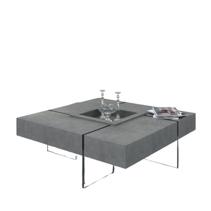 Gray & Clear Concrete & Glass Square Coffee Table