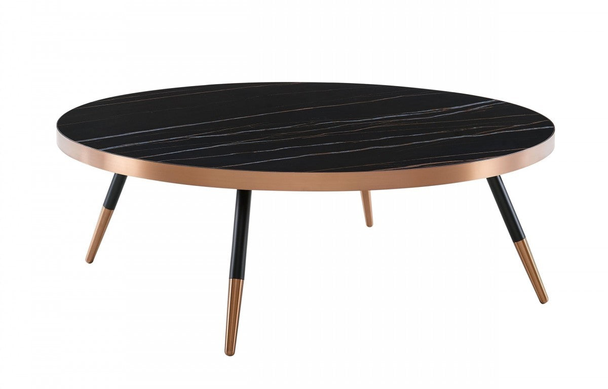 Modern Large Black & Gold Ceramic Coffee Table