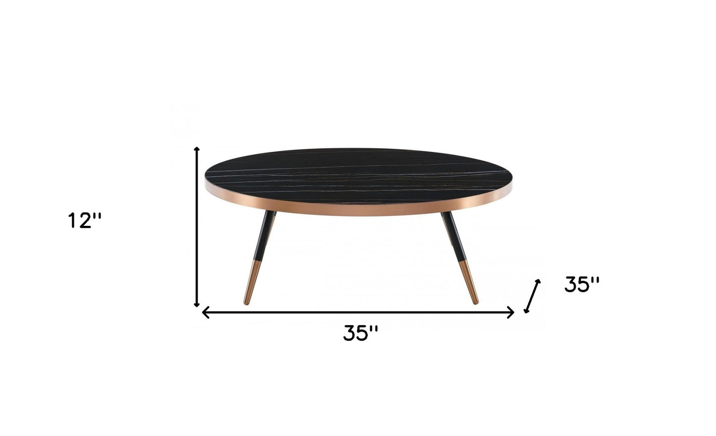 Modern Large Black & Gold Ceramic Coffee Table