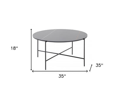 Modern Black Ceramic Round Coffee Table