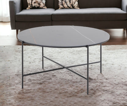 Modern Black Ceramic Round Coffee Table
