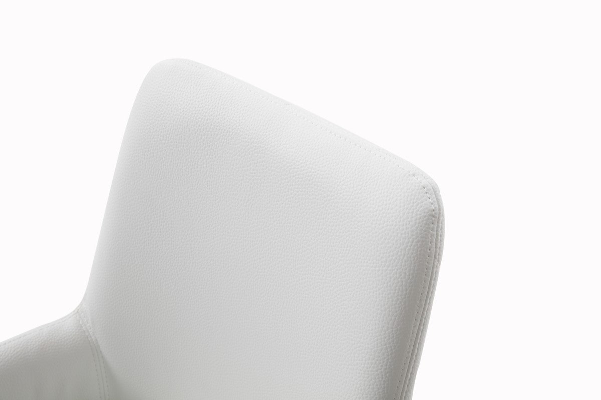 White & Silver Faux Leather Dining Chair