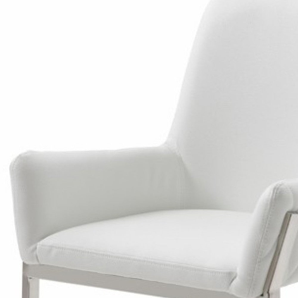 White & Silver Faux Leather Dining Chair