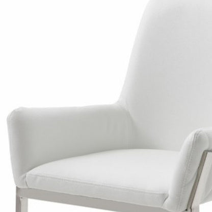 White & Silver Faux Leather Dining Chair