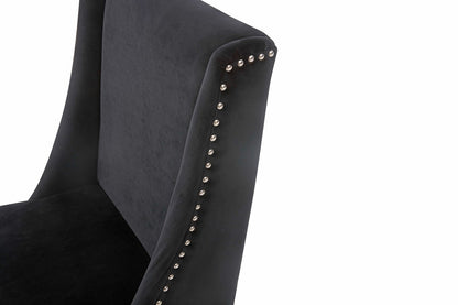 Black Velvet & Rose Gold Nailhead Modern Dining Chair