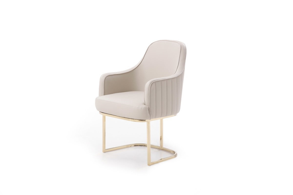 Gray & Champagne Fabric Dining Chair