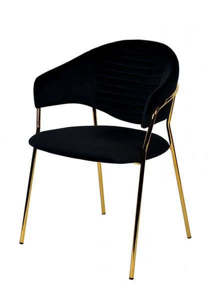 Black Gold Velvet Modern Dining Chairs - Set of 2