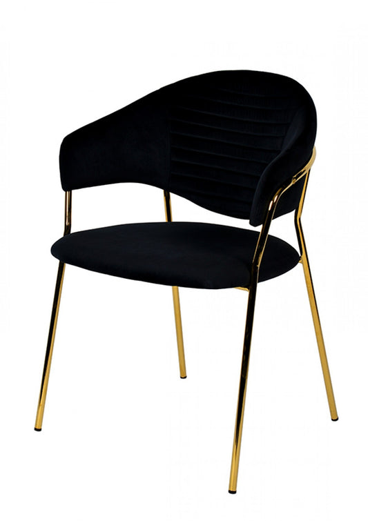 Black Gold Velvet Modern Dining Chairs - Set of 2