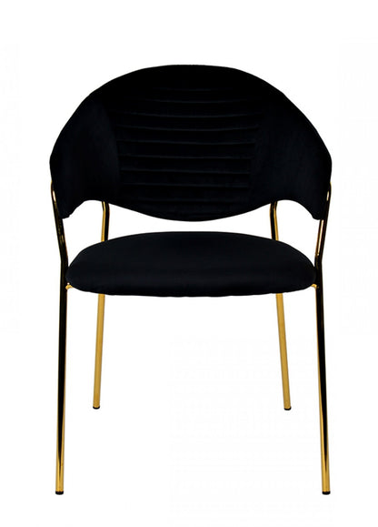 Black Gold Velvet Modern Dining Chairs - Set of 2