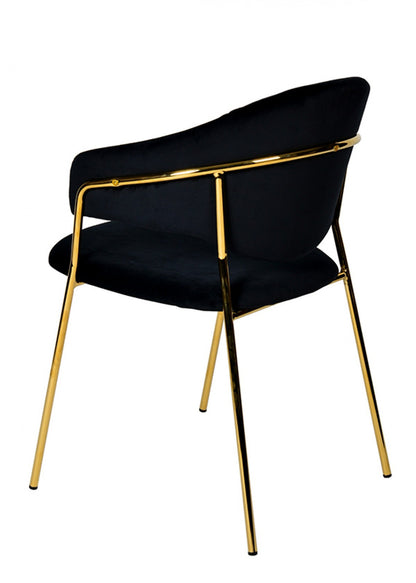 Black Gold Velvet Modern Dining Chairs - Set of 2