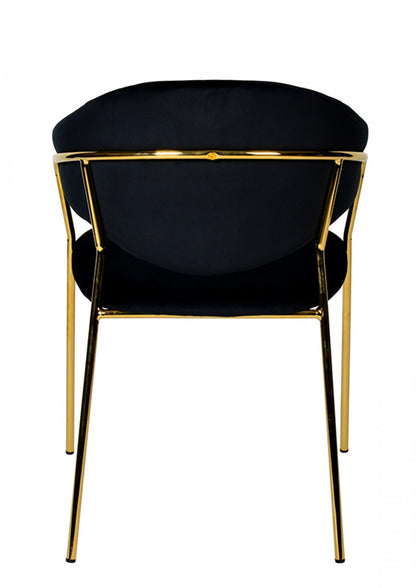 Black Gold Velvet Modern Dining Chairs - Set of 2