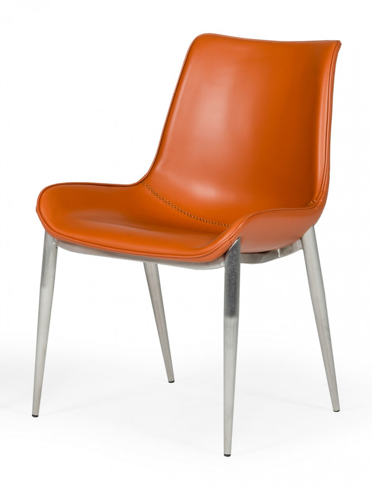 Cognac Faux Leather Modern Dining Chairs - Set of 2