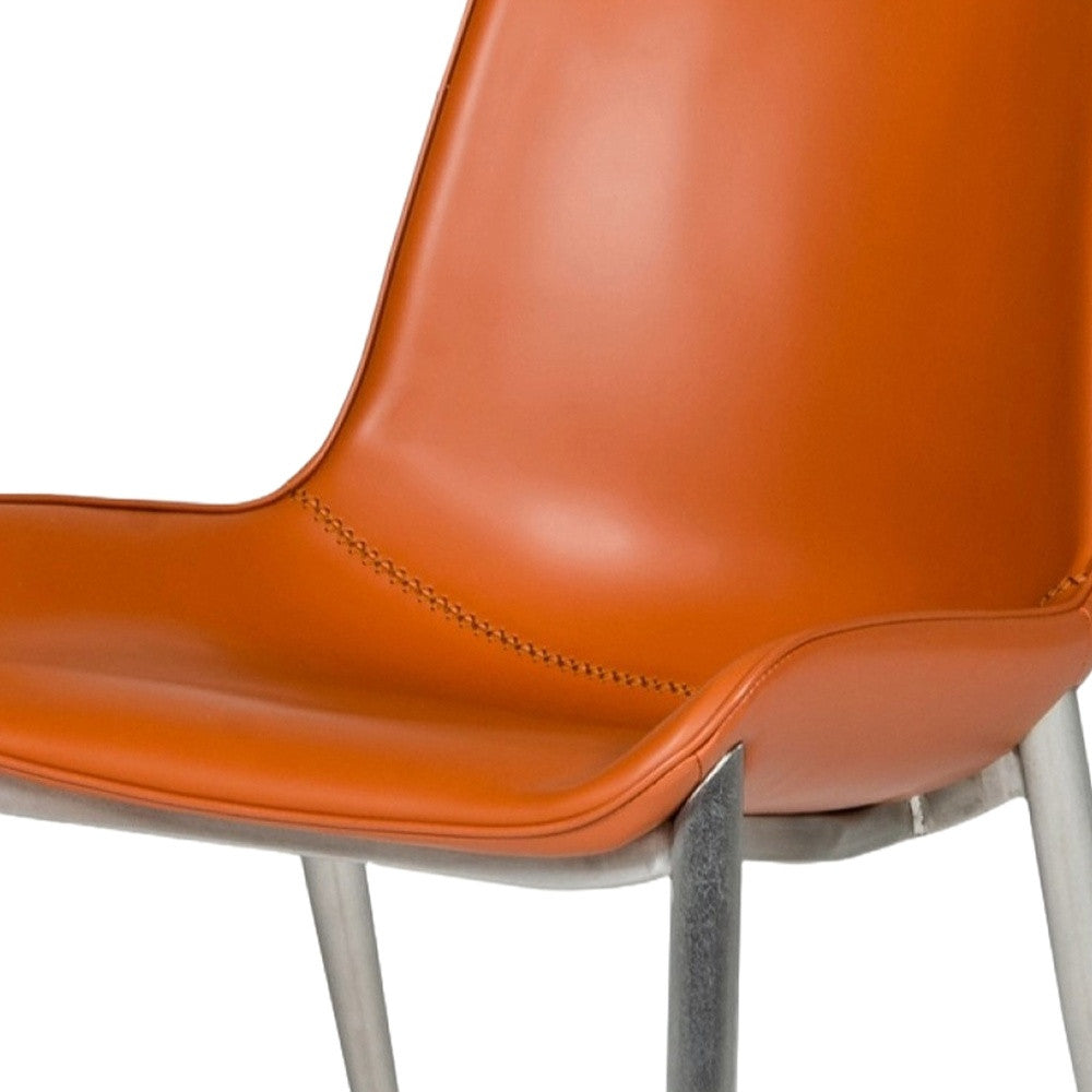 Cognac Faux Leather Modern Dining Chairs - Set of 2