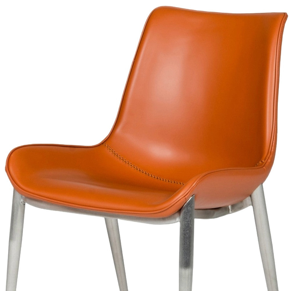 Cognac Faux Leather Modern Dining Chairs - Set of 2