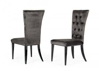 Gray & Black Velvet Dining Chair - Set of 2