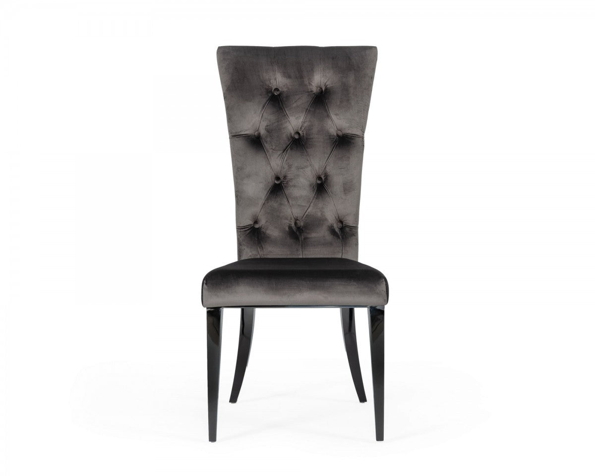 Gray & Black Velvet Dining Chair - Set of 2