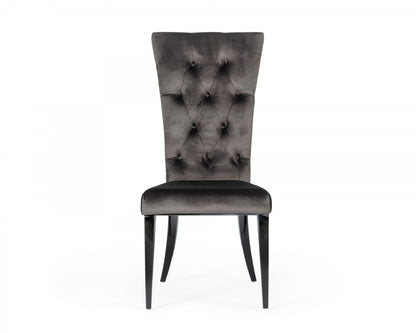 Gray & Black Velvet Dining Chair - Set of 2