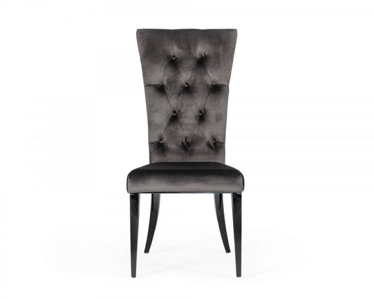 Gray & Black Velvet Dining Chair - Set of 2