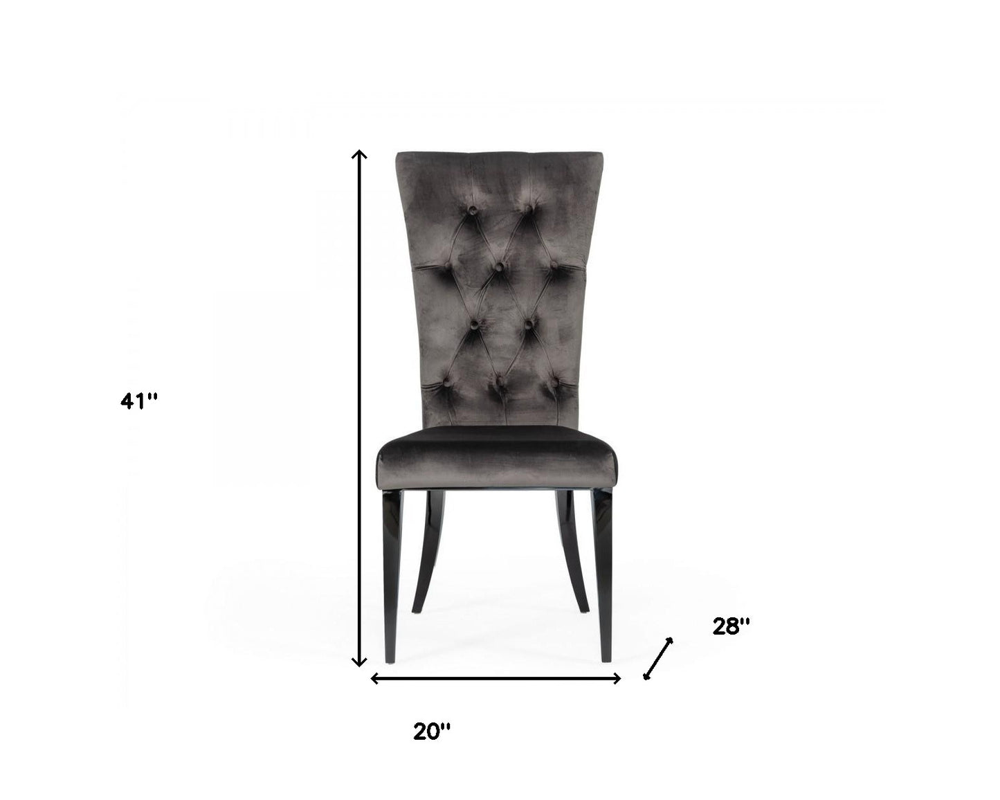 Gray & Black Velvet Dining Chair - Set of 2