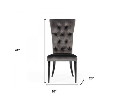 Gray & Black Velvet Dining Chair - Set of 2