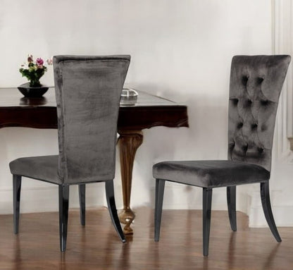 Gray & Black Velvet Dining Chair - Set of 2