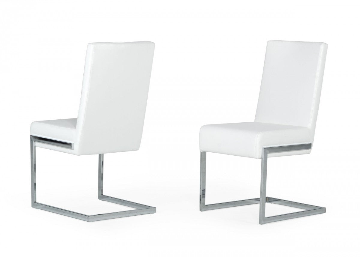 White Silver Modern Dining Chairs - Set of 2