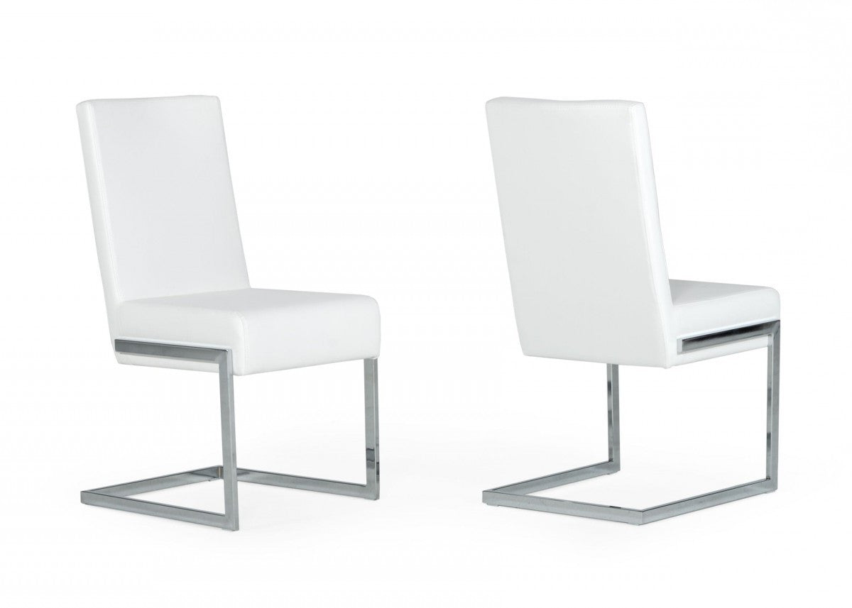 White Silver Modern Dining Chairs - Set of 2