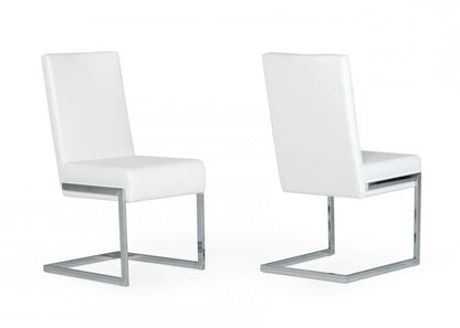 White Silver Modern Dining Chairs - Set of 2