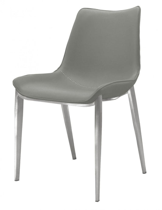 Gray Faux Leather Modern Dining Chairs - Set of 2