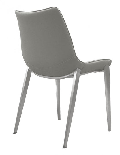 Gray Faux Leather Modern Dining Chairs - Set of 2