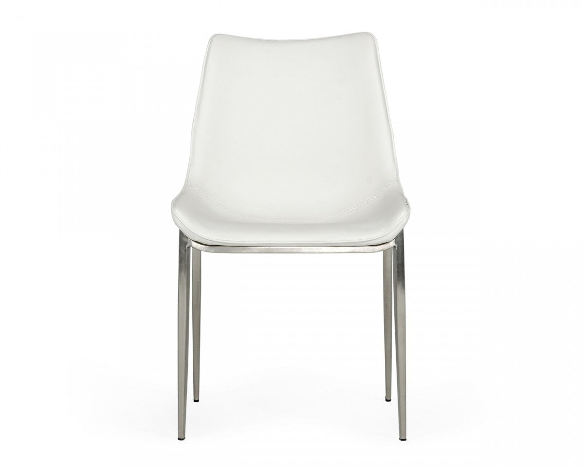 White Faux Leather Modern Dining Chairs - Set of 2