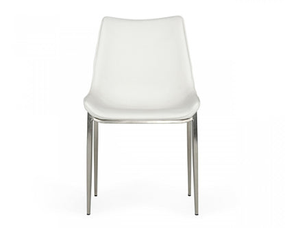 White Faux Leather Modern Dining Chairs - Set of 2