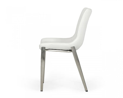 White Faux Leather Modern Dining Chairs - Set of 2