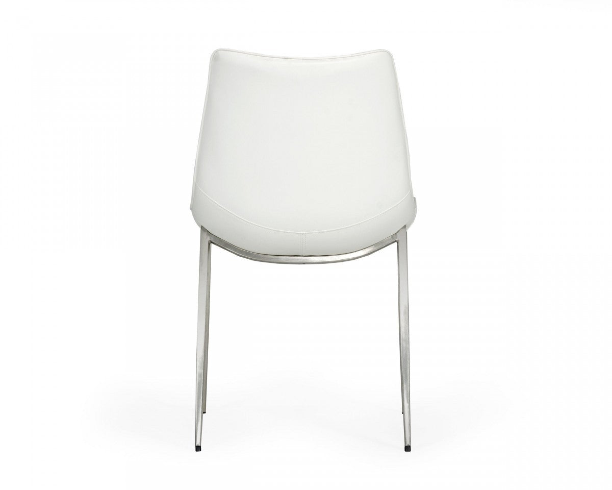 White Faux Leather Modern Dining Chairs - Set of 2