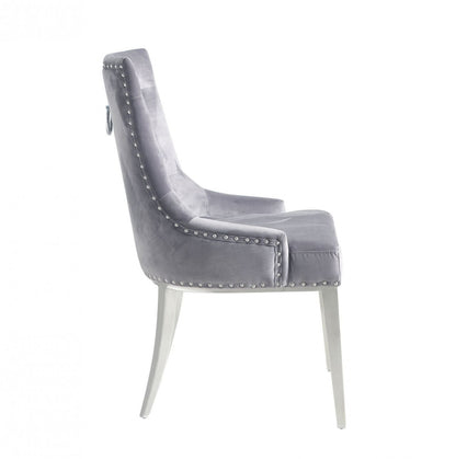 Grey Velvet Tufted Dining Chairs - Set of 2