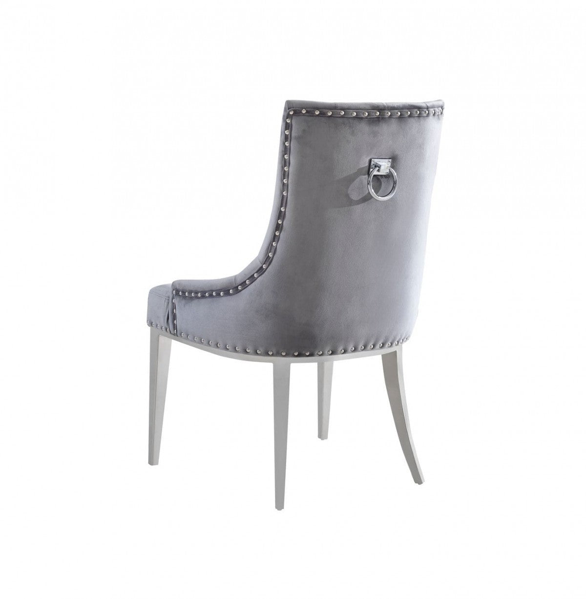 Grey Velvet Tufted Dining Chairs - Set of 2