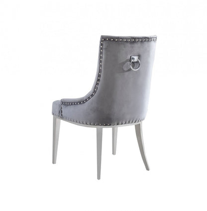 Grey Velvet Tufted Dining Chairs - Set of 2