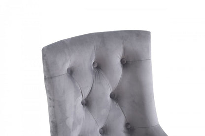 Grey Velvet Tufted Dining Chairs - Set of 2