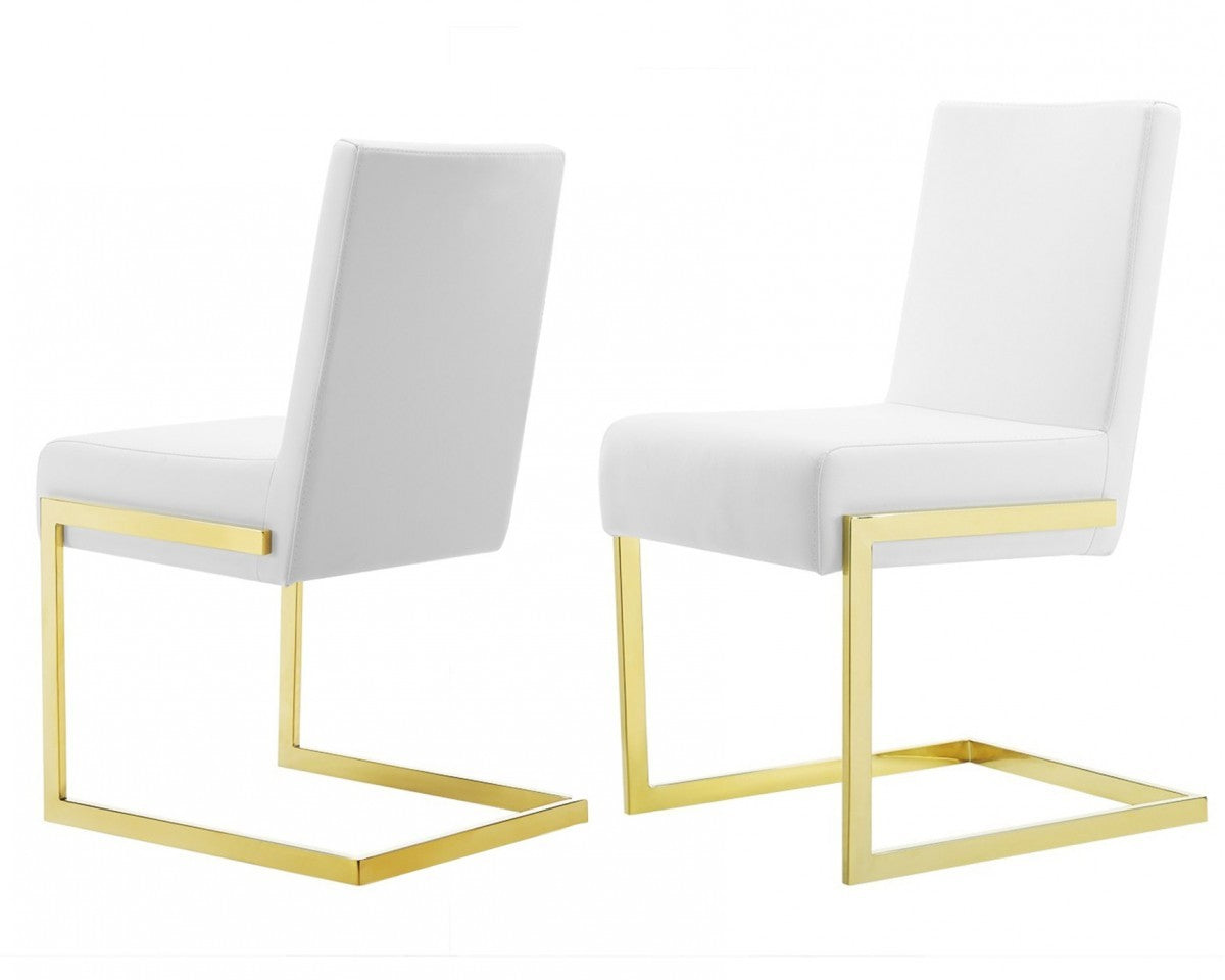 White Gold Modern Dining Chairs - Set of 2
